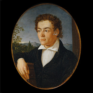 一个年轻人在傍晚风景前的半身像 Brustbild Eines Jungen Mannes Vor Einer Abendlandschaft，菲利普·奥托·朗格