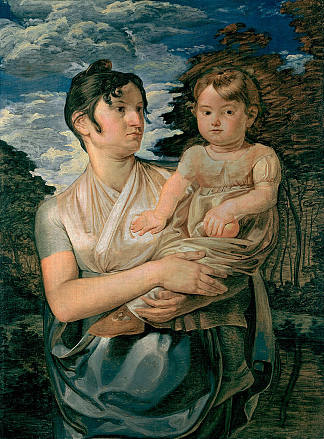 宝琳·龙格和她两岁的儿子 Pauline Runge with her two-year-old-son (1807)，菲利普·奥托·朗格