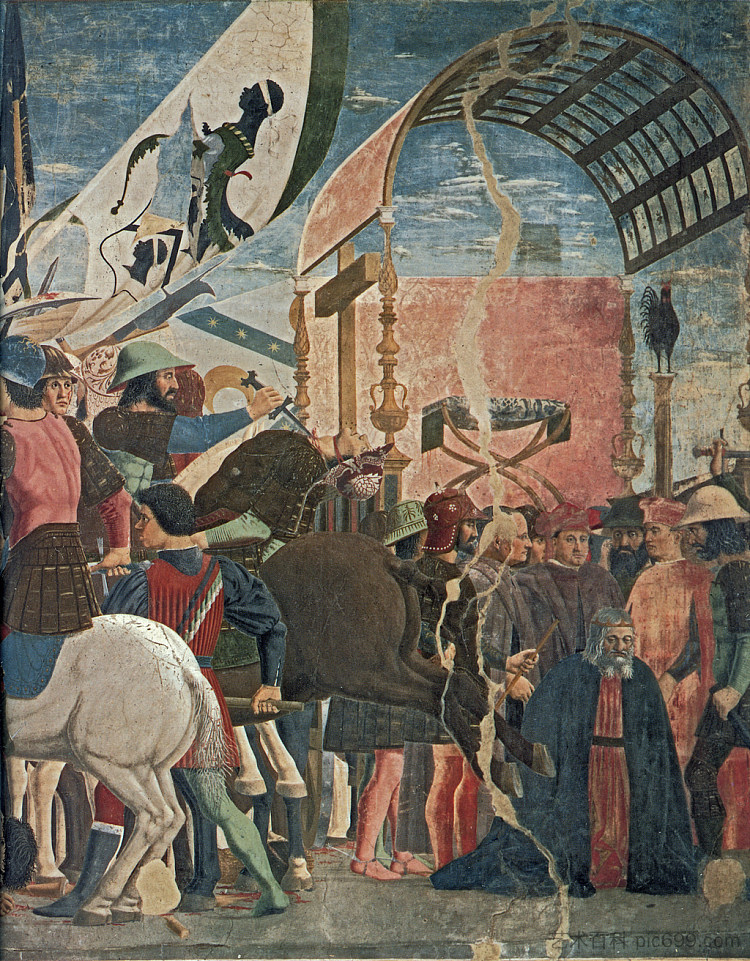 希拉克略和科斯罗伊斯之间的战斗（局部） Battle between Heraclius and Chosroes (detail) (1452 - 1466)，皮耶罗·德拉·弗朗西斯卡