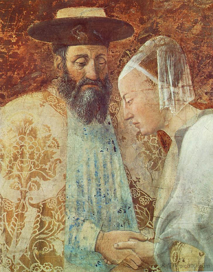 示巴女王与所罗门王会面（局部） Meeting between the Queen of Sheba and King Solomon (detail) (1452 - 1466)，皮耶罗·德拉·弗朗西斯卡