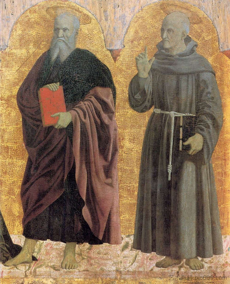 圣安德鲁和圣贝纳迪诺 St. Andrew and St. Bernardino (1444 - 1464)，皮耶罗·德拉·弗朗西斯卡