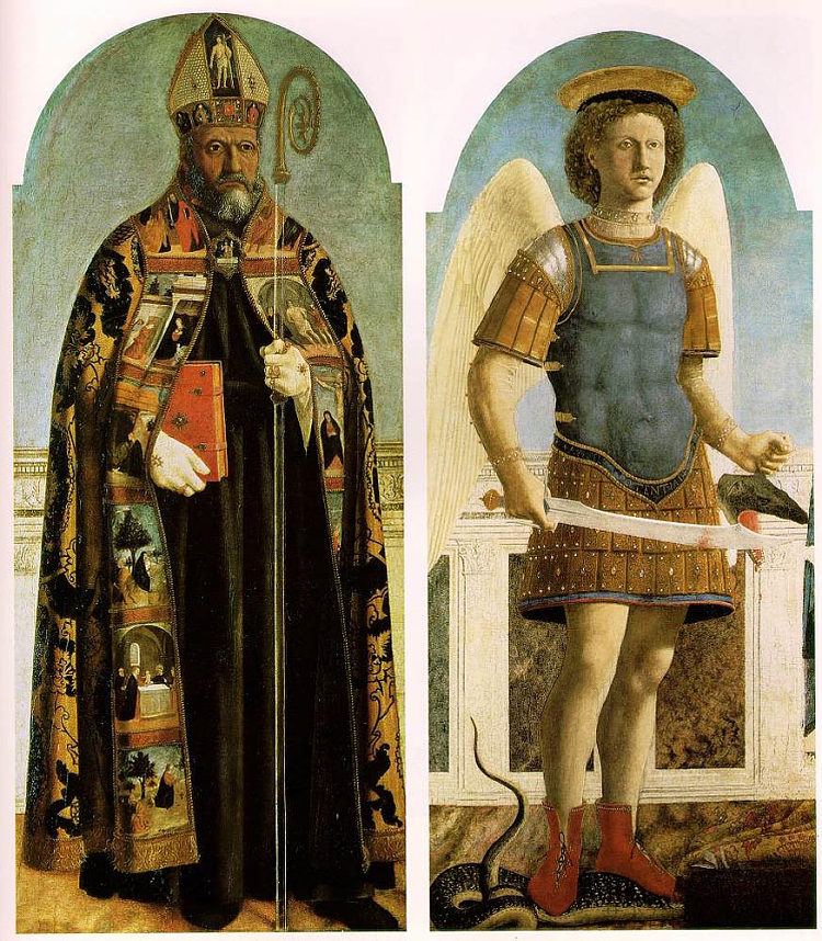 圣奥古斯丁和圣迈克尔 St. Augustine and St. Michael (1454 - 1469)，皮耶罗·德拉·弗朗西斯卡