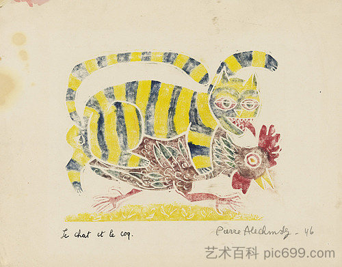 《伊索寓言》中的猫和公鸡（Le chat et le coq） The Cat and the Rooster (Le chat et le coq) from Aesop's Fable (Fables d'Ésope) (1946)，皮埃尔・阿列钦斯