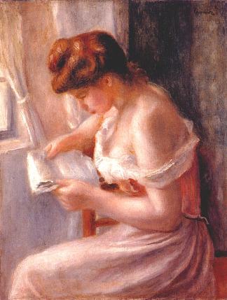 读书的女孩 A girl reading (1891)，皮耶尔·奥古斯特·雷诺阿