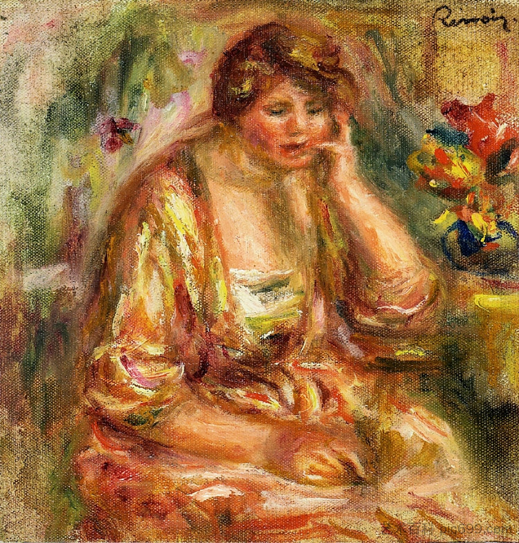 穿粉红色裙子的安德鲁 Andree in a Pink Dress (1917)，皮耶尔·奥古斯特·雷诺阿