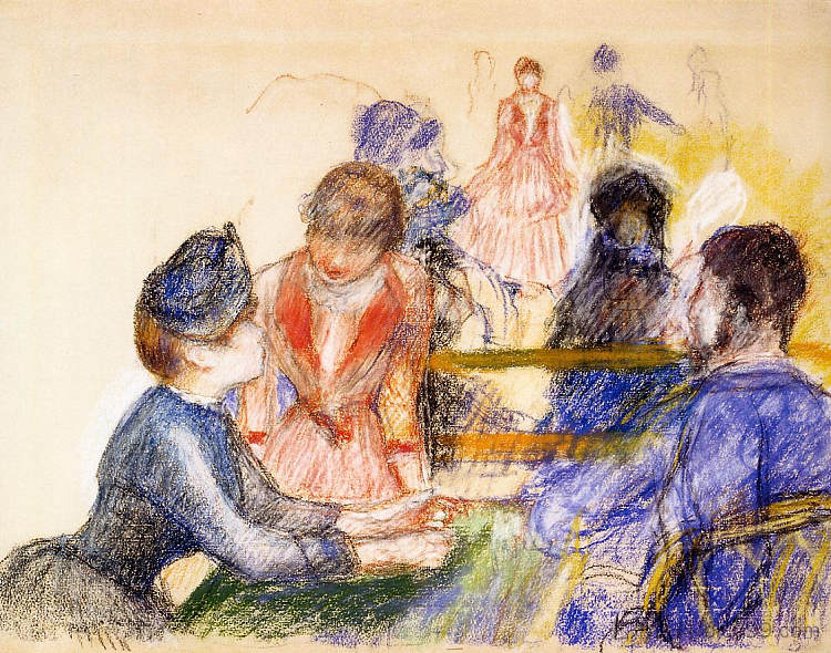 在加莱特磨坊 At the Moulin de la Galette (c.1875)，皮耶尔·奥古斯特·雷诺阿