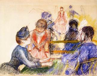 在加莱特磨坊 At the Moulin de la Galette (c.1875)，皮耶尔·奥古斯特·雷诺阿