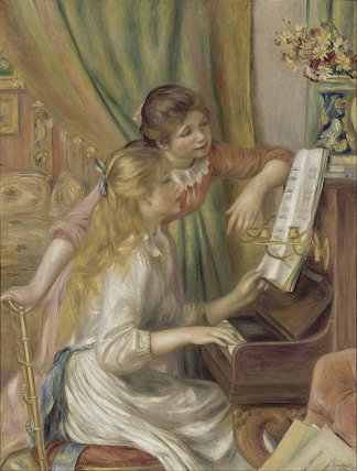 钢琴旁的少女 Young Girls at the Piano (1892)，皮耶尔·奥古斯特·雷诺阿