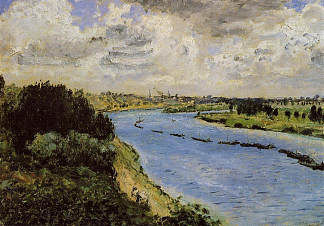 塞纳河上的驳船 Barges on the Seine (1870)，皮耶尔·奥古斯特·雷诺阿