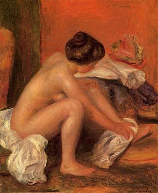 沐浴者在擦脚 Bather Drying Her Feet (1907)，皮耶尔·奥古斯特·雷诺阿