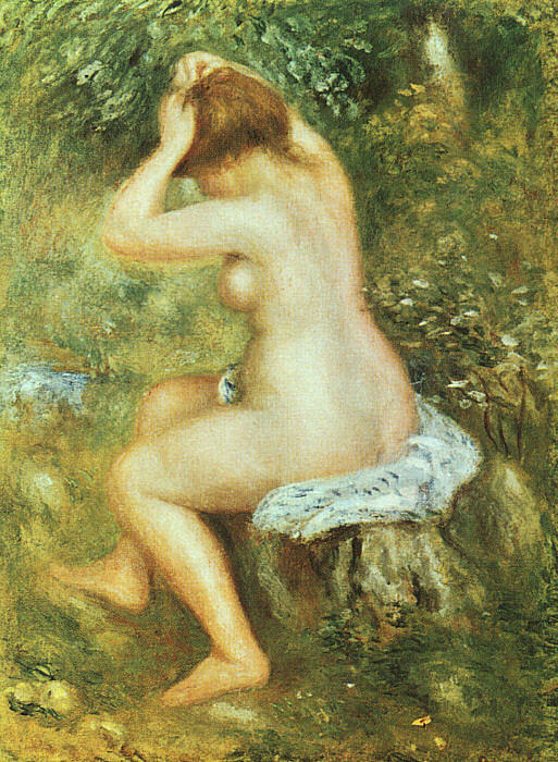 沐浴者的造型 Bather is Styling (c.1887 - 1890)，皮耶尔·奥古斯特·雷诺阿
