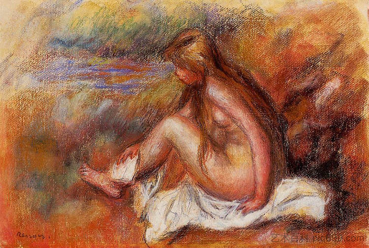 坐在海边的沐浴者 Bather Seated by the Sea,皮耶尔·奥古斯特·雷诺阿