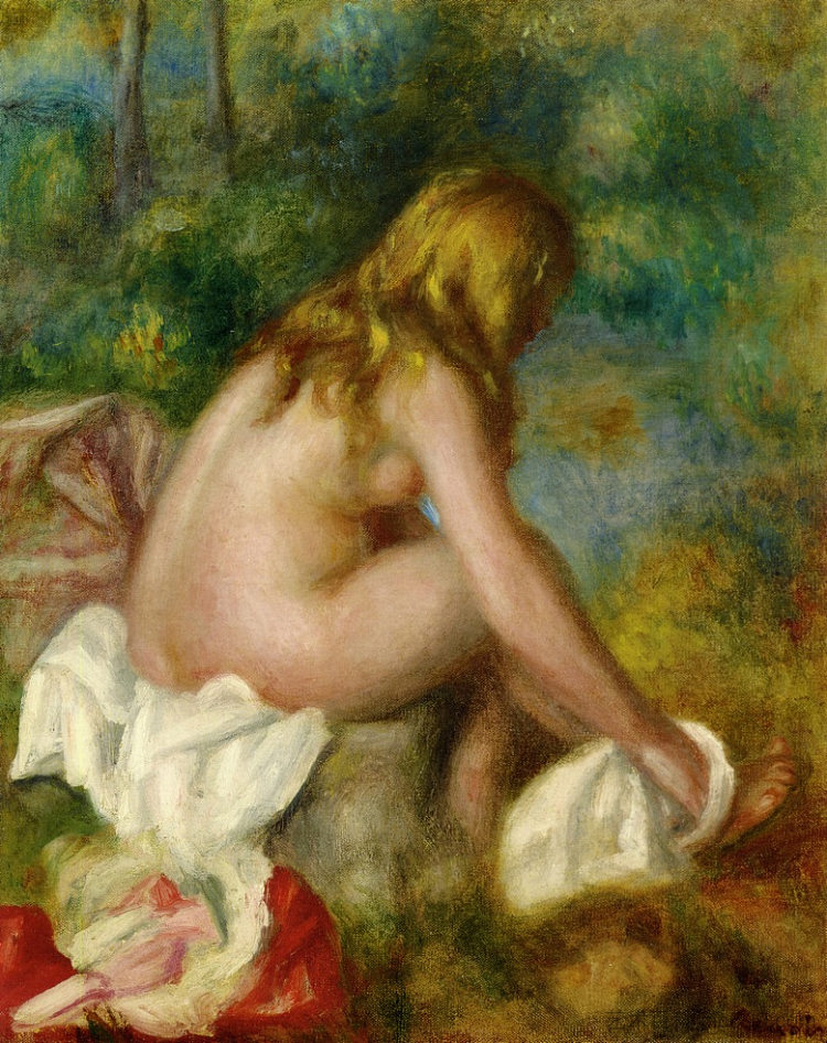 沐浴者,裸体坐着 Bather, Seated Nude (c.1895),皮耶尔·奥古斯特·雷诺阿