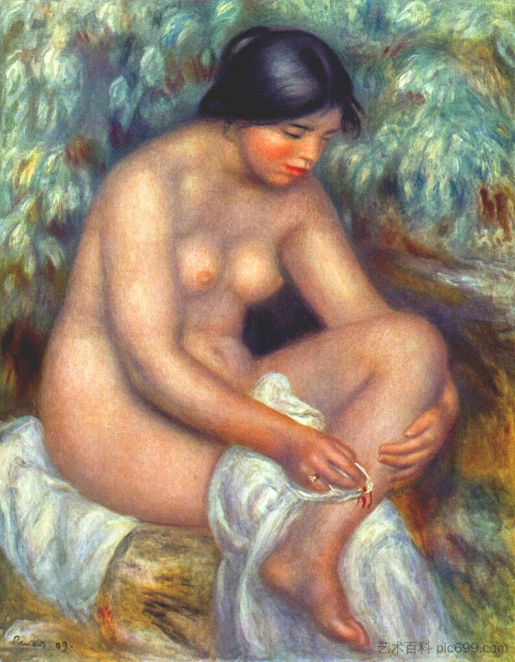 沐浴者在擦拭伤口 Bather wiping a wound (1909)，皮耶尔·奥古斯特·雷诺阿