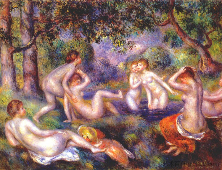 森林里的沐浴者 Bathers in the forest (c.1897)，皮耶尔·奥古斯特·雷诺阿