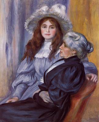 贝特·莫里索和她的女儿朱莉·马奈 Berthe Morisot and Her Daughter Julie Manet (1894)，皮耶尔·奥古斯特·雷诺阿