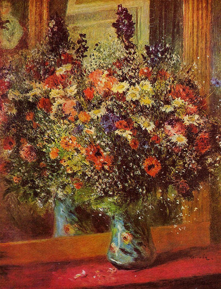 镜子前的花束 Bouquet in front of a Mirror (1876 - 1877)，皮耶尔·奥古斯特·雷诺阿