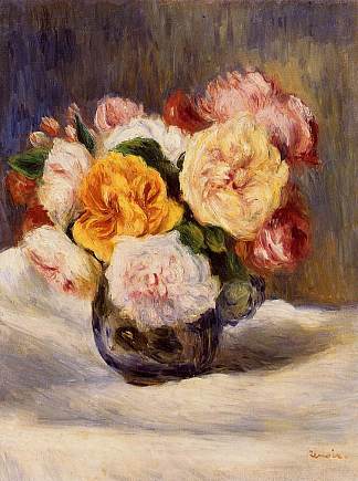 玫瑰花束 Bouquet of Roses (c.1883)，皮耶尔·奥古斯特·雷诺阿