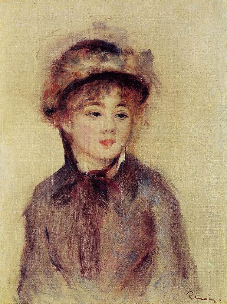 戴帽子的女人的半身像 Bust of a Woman Wearing a Hat (1881)，皮耶尔·奥古斯特·雷诺阿