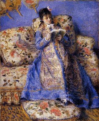 卡米尔·莫奈阅读 Camille Monet Reading (1872)，皮耶尔·奥古斯特·雷诺阿