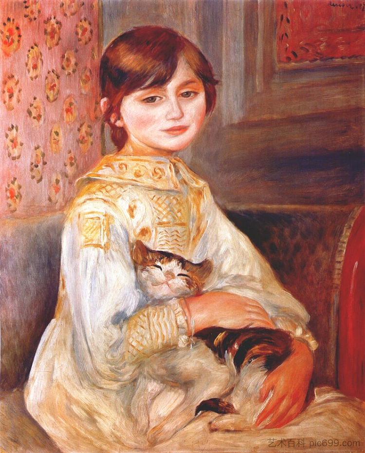 带着猫的孩子(朱莉·马奈) Child with Cat (Julie Manet) (1887)，皮耶尔·奥古斯特·雷诺阿