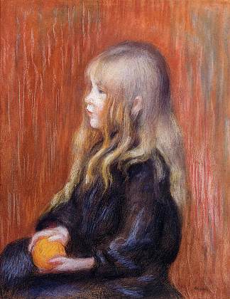 可可拿着橙子 Coco Holding a Orange (1904)，皮耶尔·奥古斯特·雷诺阿