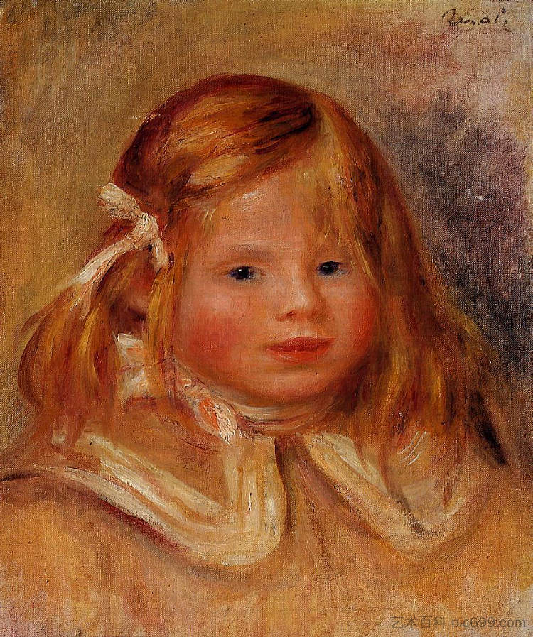 戴红丝带的可可 Coco in a Red Ribbon (1905),皮耶尔·奥古斯特·雷诺阿