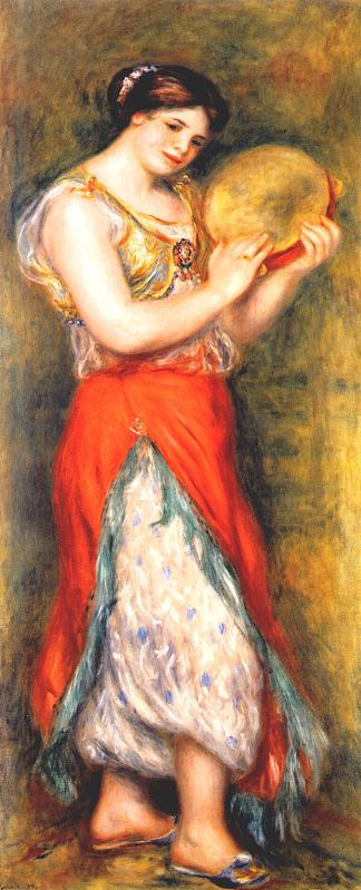 《与塔伯恩共舞》(Gabrielle Renard) Dancer with Tambourne (Gabrielle Renard) (1909)，皮耶尔·奥古斯特·雷诺阿