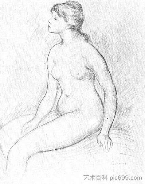 女性裸坐 Female Nude Seated，皮耶尔·奥古斯特·雷诺阿