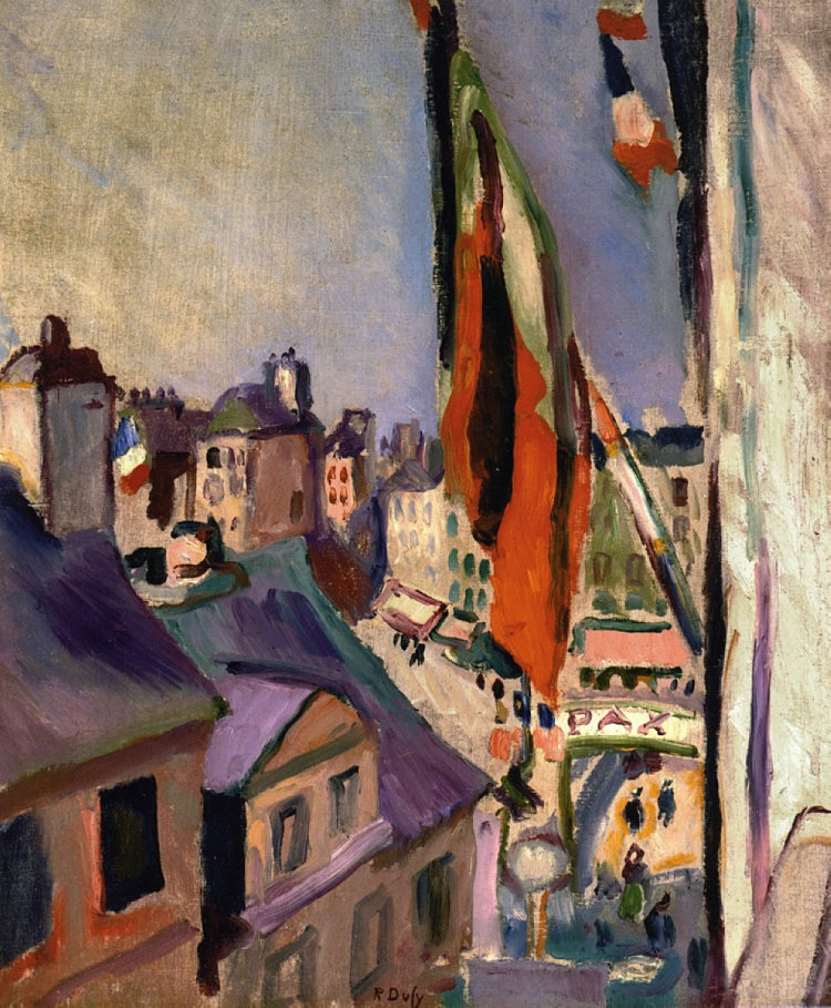 彩旗街 Flag Decorated Street (1906)，皮耶尔·奥古斯特·雷诺阿