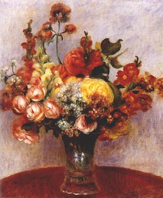 花瓶里的花 Flowers in a vase (c.1898)，皮耶尔·奥古斯特·雷诺阿