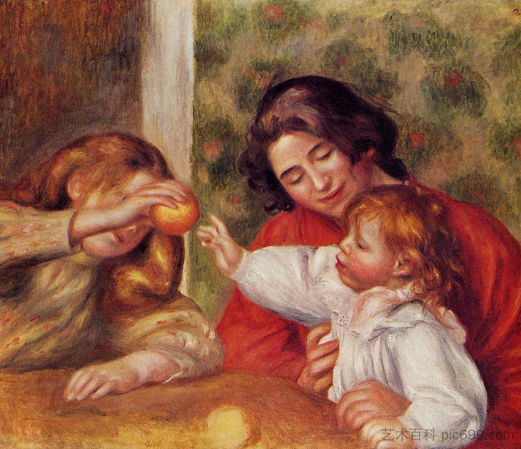 加布里埃尔,简和一个小女孩 Gabrielle, Jean and a Little Girl (c.1895),皮耶尔·奥古斯特·雷诺阿