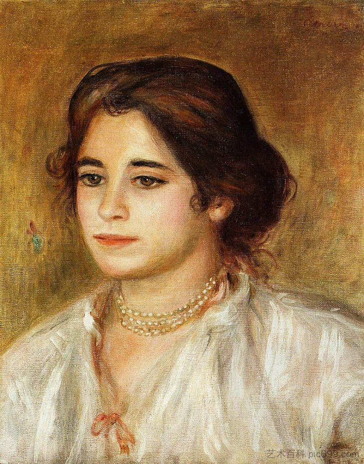 加布里埃尔戴着项链 Gabrielle Wearing a Necklace (1906),皮耶尔·奥古斯特·雷诺阿