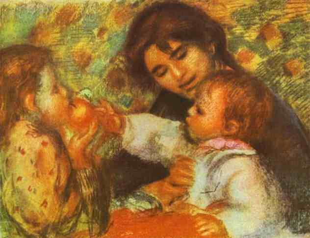 加布里埃尔和雷诺阿的孩子们 Gabrielle with Renoir's Children (c.1894)，皮耶尔·奥古斯特·雷诺阿