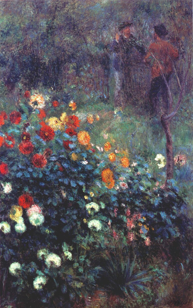 蒙马特科尔托街的花园 The Garden In The Rue Cortot At Montmartre (1876),皮耶尔·奥古斯特·雷诺阿