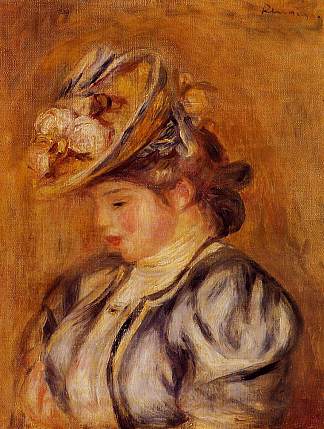 戴花帽子的女孩 Girl in a Flowery Hat (c.1905 – 1908)，皮耶尔·奥古斯特·雷诺阿