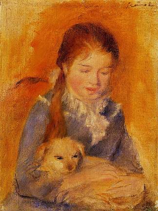 女孩与狗 Girl with a Dog (c.1875)，皮耶尔·奥古斯特·雷诺阿