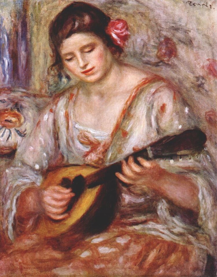 拿着曼陀林的女孩 Girl with a mandolin (1918)，皮耶尔·奥古斯特·雷诺阿