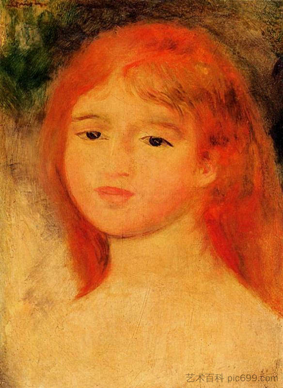 赤褐色头发的女孩 Girl with Auburn Hair (1882)，皮耶尔·奥古斯特·雷诺阿