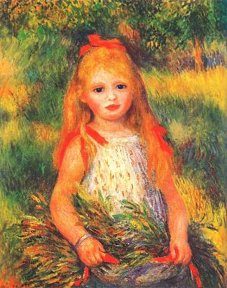 捧花的女孩 Girl with Flowers (1888)，皮耶尔·奥古斯特·雷诺阿