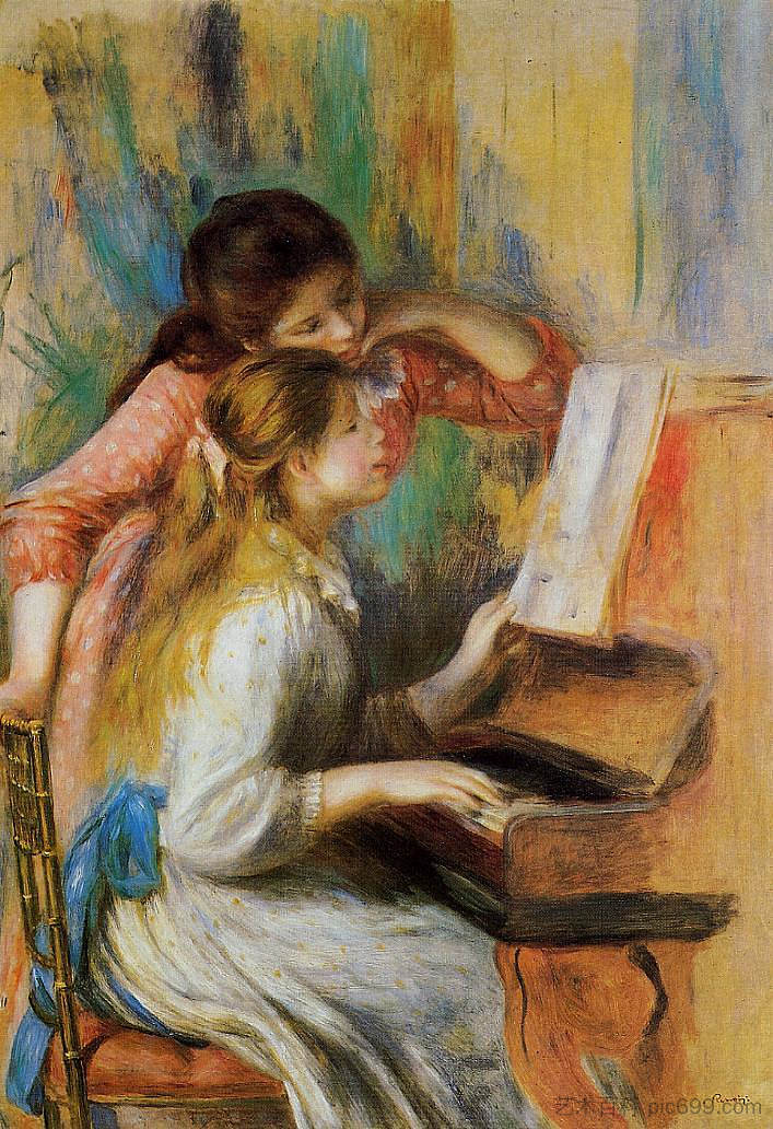 钢琴旁的女孩 Girls at the Piano (1892),皮耶尔·奥古斯特·雷诺阿