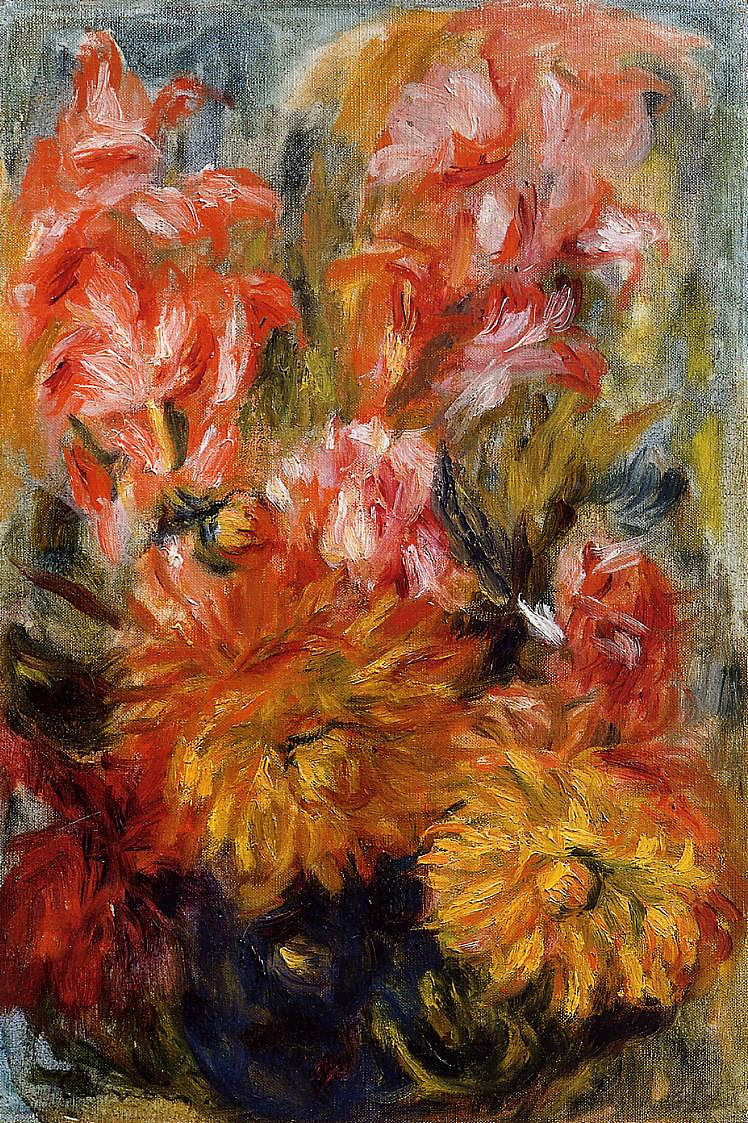 蓝色花瓶里的剑兰 Gladiolas in a Blue Vase,皮耶尔·奥古斯特·雷诺阿