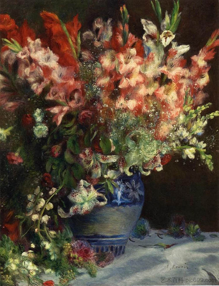 花瓶里的唐菖蒲 Gladiolas in a Vase (1874 - 1875)，皮耶尔·奥古斯特·雷诺阿