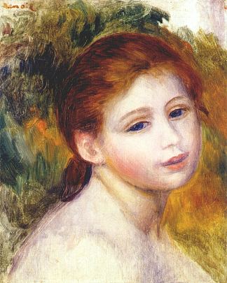 女人的头 Head of a woman (c.1887)，皮耶尔·奥古斯特·雷诺阿