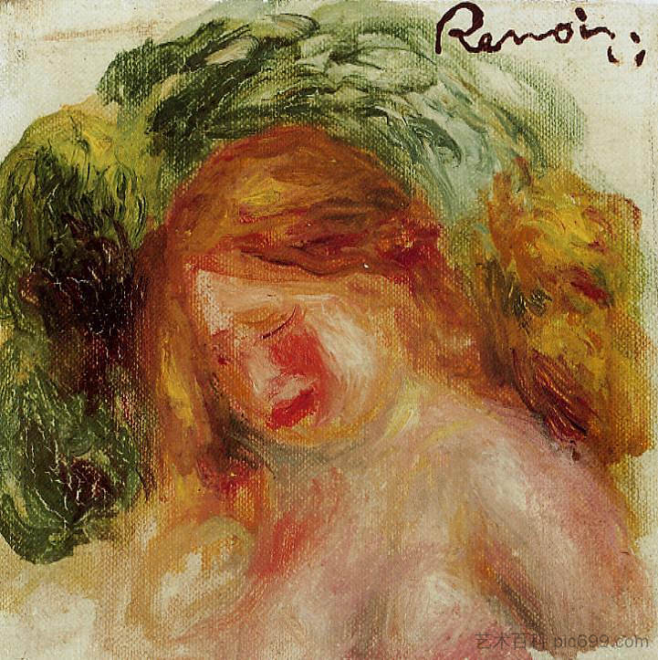 女人的头 Head of a Woman (c.1918),皮耶尔·奥古斯特·雷诺阿