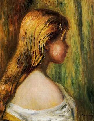 一个年轻女孩的头 Head of a Young Girl (1890)，皮耶尔·奥古斯特·雷诺阿