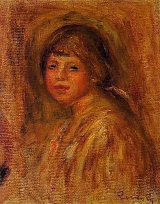 一个年轻女人的头 Head of a Young Woman (c.1915)，皮耶尔·奥古斯特·雷诺阿