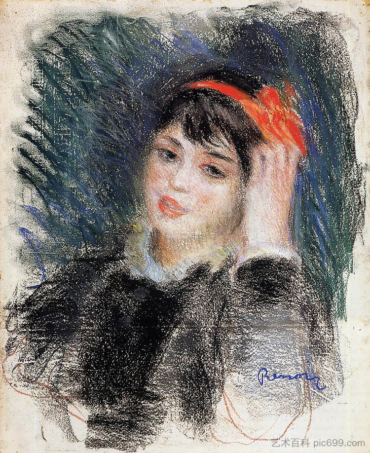 一个年轻女子的头 Head of a Young Woman (1878 - 1880),皮耶尔·奥古斯特·雷诺阿