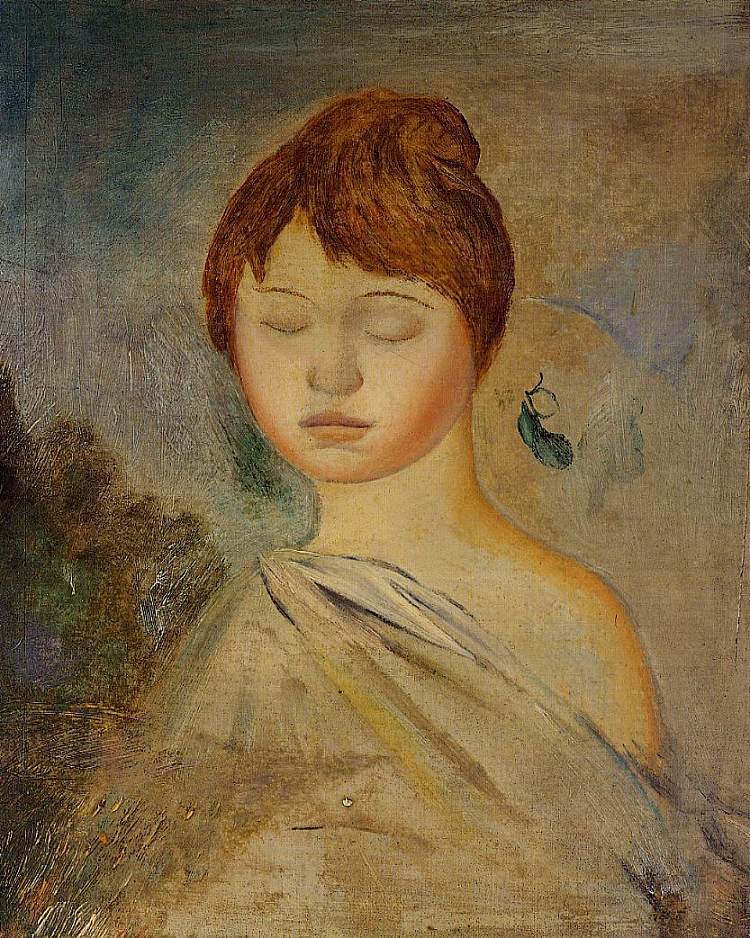 一个年轻女人的头 Head of a Young Woman (c.1887)，皮耶尔·奥古斯特·雷诺阿