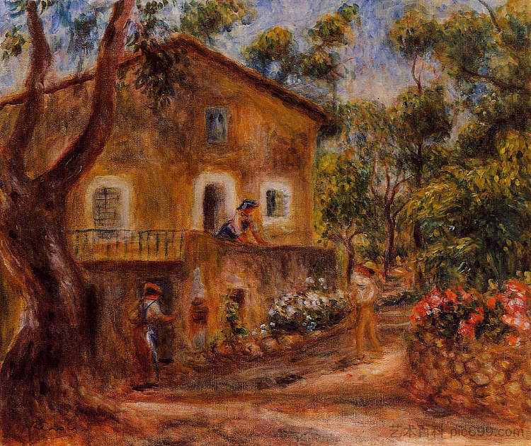 在Cagnes的Collett的房子 House in Collett at Cagnes (1912)，皮耶尔·奥古斯特·雷诺阿